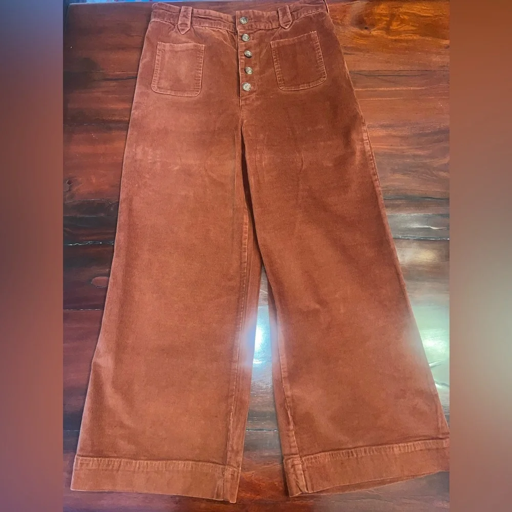 Frye Ilana Ultra High-Rise Corduroy
Wide-Leg Cropped Jeans Sz30 Dark
Orange - Picture 2 of 9